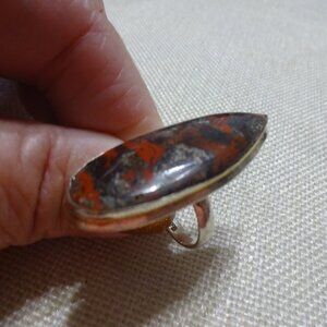 Natural RED CREEK JASPER Handmade Sterling 925 Ring Size 6.5 #620C